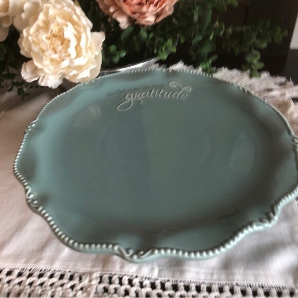 Blessings Unlimited Gratitude Cake Stand Blue Grace Gratitude Collection RARE - Picture 3 of 7